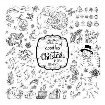 Christmas baubles, Santa, sack, snowman, gingerbread man, Santa socks, gifts, snow globe, poinsettia