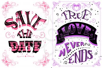 Romantic quote on white background. Vintage duotone hand-lettering. Can be used as a poster for Valentine's day and wedding or print on t-shirts and bags.