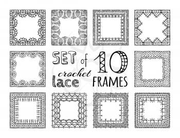 Lace stripes patterns. Sketch knitted crochet texture, handmade lacy decorations.