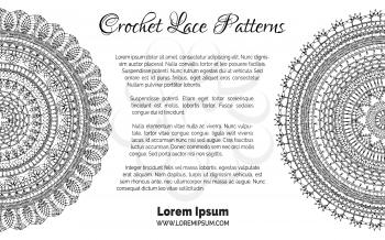 Round knitted patterns. Sketch crochet texture, handmade lacy decorations. There is copyspace for your text.