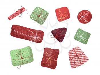 Red, green and white grunge design elements for Christmas or Birthday design.