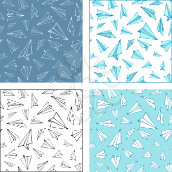 Various planes on white and blue backgrounds. Boundless background can be used for web page backgrounds, wallpapers, wrapping papers and invitations.