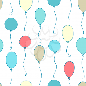 Colored balloons on white background. Boundless background can be used for web page backgrounds, wallpapers, wrapping papers and invitations.
