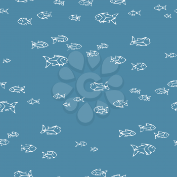 Shoal of fish on blue background. Boundless background can be used for web page backgrounds, wallpapers, wrapping papers and invitations.