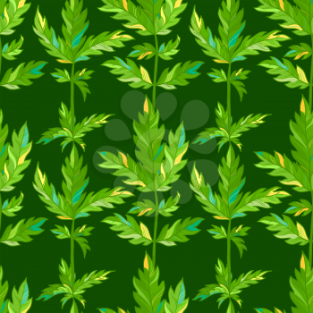 Bright pinnate leaves on dark green background. Spring and summer boundless background. Tileable design element.