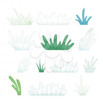 Summer design elements isolated on white background. Filled and outlined. Flat nature illustration.