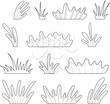 Summer design elements isolated on a white background. Hand-drawn black and white nature illustration. Can be used for a coloring book for adults.
