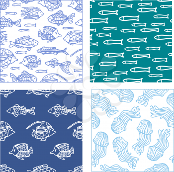 Duotone doodles illustrations. Boundless background can be used for web page background, wrapping paper and invitation.