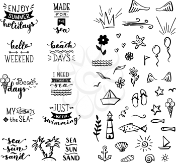 Unique calligraphic quotes and phrases written by brush. Great for poster, mug, bag, card or t-shirt. Black and white doodles.