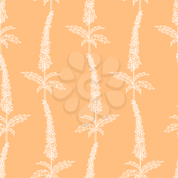 Tiny flowers and pinnate leaves on colored background. Duotone spring and summer boundless backgrounds. Tileable design elements.