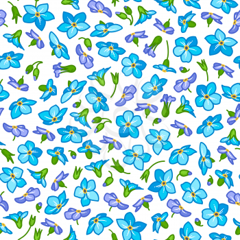 Forget-me-nots boundless background. Blue and violet tiny flowers. Tileable design element.