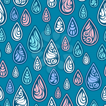 Decorative droplets on blue backgrounds. Boundless background can be used for web page backgrounds, wallpapers, wrapping papers and invitations.