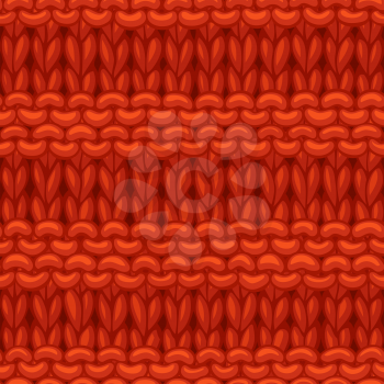 Сotton hand-knitted fabric material. High detailed knitting boundless background. Hand-drawn red woolen knitwear.