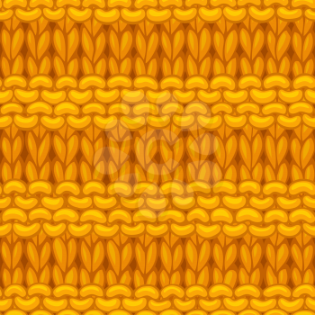 Yellow cotton hand-knitted fabric material. High detailed knitting boundless background. Hand-drawn woolen knitwear.