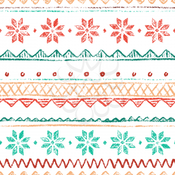 Scandinavian boundless background. Vector red and green hand-drawn illustration.