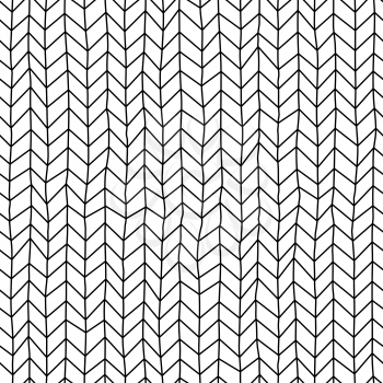 Irregular zigzag and vertical lines handdrawn seamless pattern. Looks like a knitted pattern. Ink pen freehand crankles line art. Fabric, textile, wrapping paper, wallpaper minimalistic design