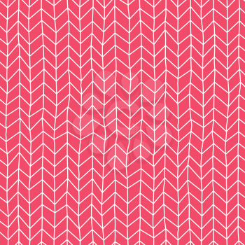 Knitted hand drawn seamless pattern. Pen freehand crankles line art. Irregular zigzag and vertical lines handdrawn texture. Pink fabric, textile, wrapping paper, wallpaper minimalistic design.