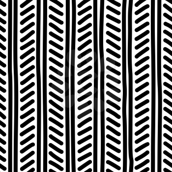 Ethnic freehand seamless pattern. Ink pen hand-drawn line art. Monochrome digital paper for textile print. Wrapping paper, wallpaper minimalistic template, surface design