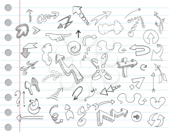 Arrow doodles on a notebook paper