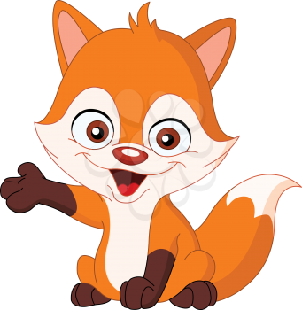 Cute baby fox presenting