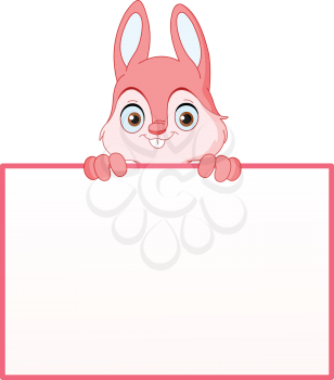Pink bunny holding an empty sign