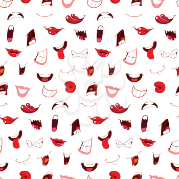 Cartoon mouths seamless pattern