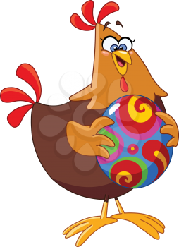 Cartoon chicken holding an easter egg