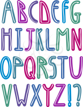 Colorful retro brush alphabet
