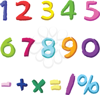 Colorful hand drawn vector numbers