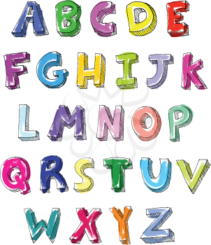 Hand drawn colorful vector ABC letters