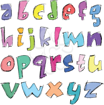 Colorful sketchy small letters