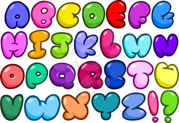 Comic bubble shaped alphabet set