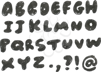 Vector hand drawn blackened alphabet