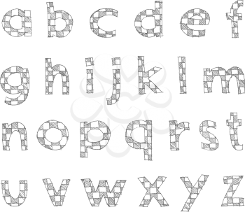 Hand written checkered lower case alphabet