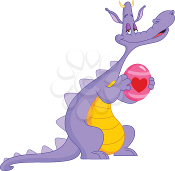 In love dragon holding Easter egg