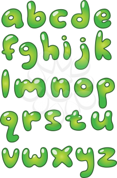 Green lower case bubble-shaped alphabet