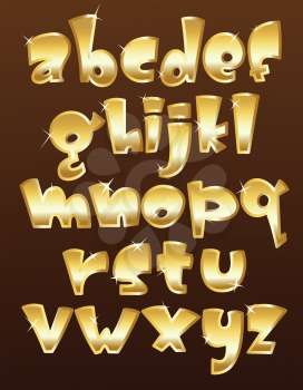 Lower case gold alphabet