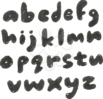 Lower case vector hand drawn blackened alphabet