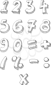 Hand drawn vector numbers