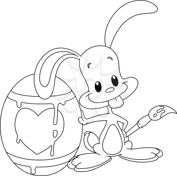 Outlined bunny and his easter egg
