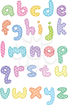 Polka dot lower case alphabet with stitches