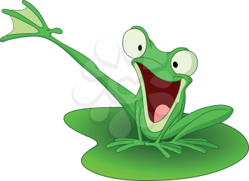 Happy frog on a lily pad 