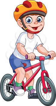 Cute kid riding his bicycle