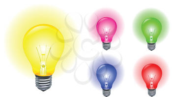 Vector set of colorful light bulbs