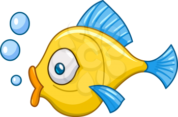 Cartoon fish with bubbles