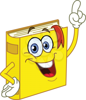 Book cartoon pointing with his finger