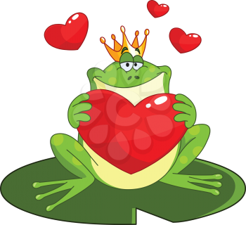 Frog prince holding a heart