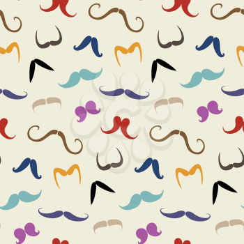 Colorful moustaches seamless pattern