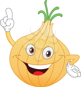 Cartoon onion pointing with his finger