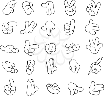 Set of outlined cartoon hands